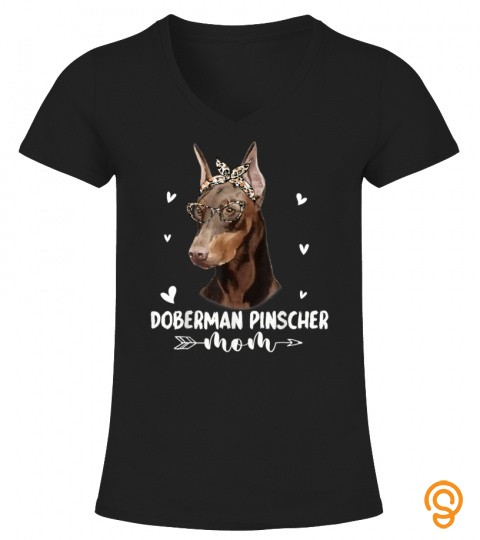 Doberman Pinscher Mom Leopard Print Dog Lovers Mother Day T Shirt
