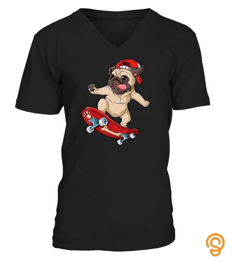 Pug Skateboard T Shirt Dog Puppy Funny Skater Skateboarding T Shirt