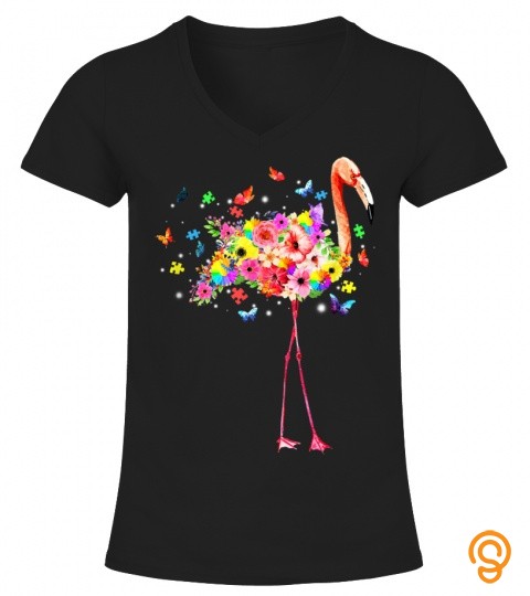 Flamingo Puzzle Pieces Autism Awareness Daisy Floral Flower T Shirt