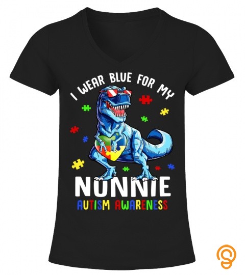 I Wear Blue For My Nonnie Autism Awareness Dinosaur T Shirt