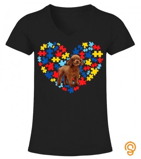 Autism awareness poodle heart dog t shirt