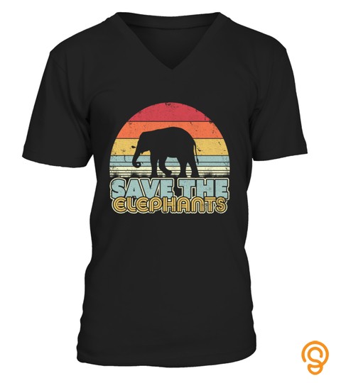 Save The Elephants, Retro Elephant Long Sleeve T Shirt 05