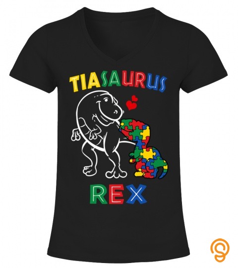 Tiasaurus Autism Awareness Aunty Dinosaur Dino Aunt Tia Tita T Shirt