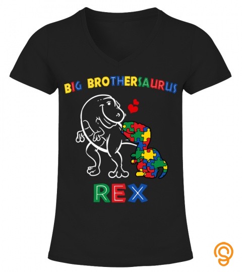 Big Brothersaurus Autism Awareness Brother Dinosaur Sibling T Shirt