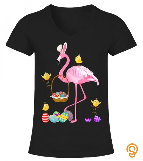 Pretty Easter Flamingo with Easter Basket T Shirt Copy