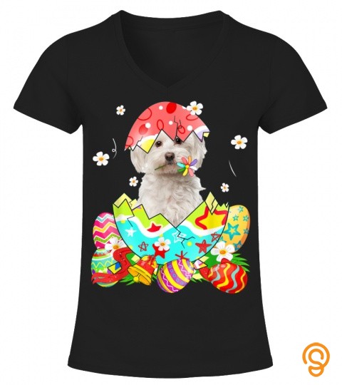 Happy Easter Cute Maltese Egg Shirt Dog Lover T Shirt