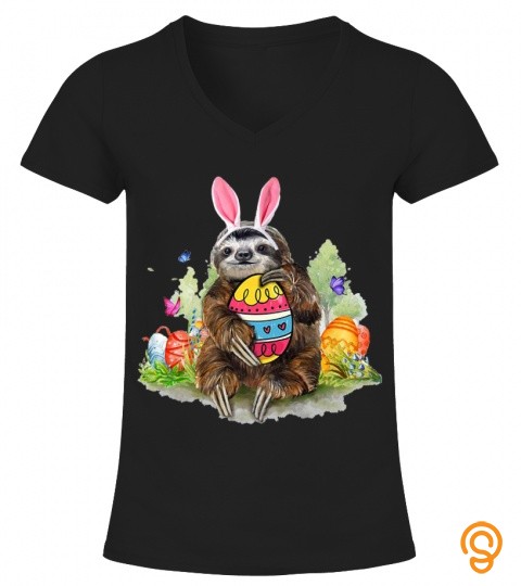 Funny Sloth Bunny Ear With Easter Eggs Premium T Shirt