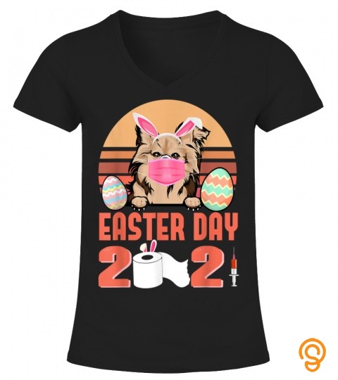 Chihuahua Dog Face Mask Bunny Egg Easter Day 2021 T Shirt