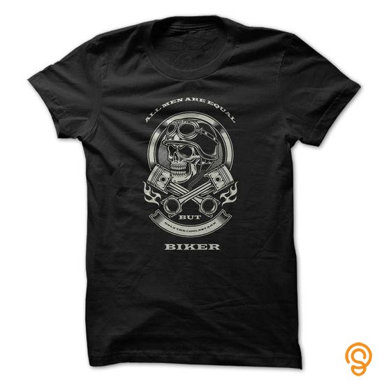 Affordable All men are equal, only the coolest are BIKER! Tee Shirts For Adults