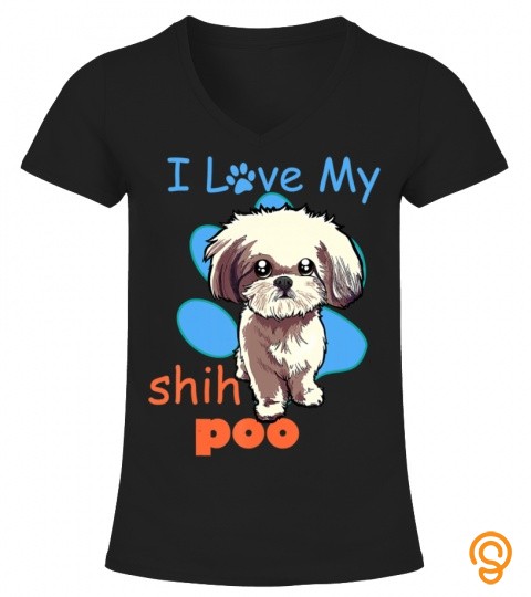 I love my shih poo  best dog lover paw print christmas T shirt