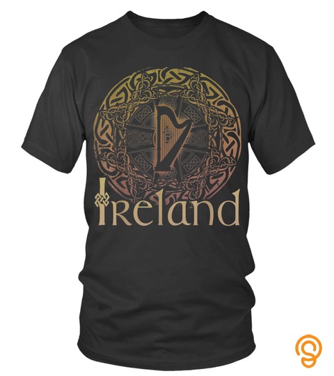 St Patrick's Day Tshirts   Celtic Irish Gaelic Harp Circle Knot Ireland Stpaddys Day Tshirt
