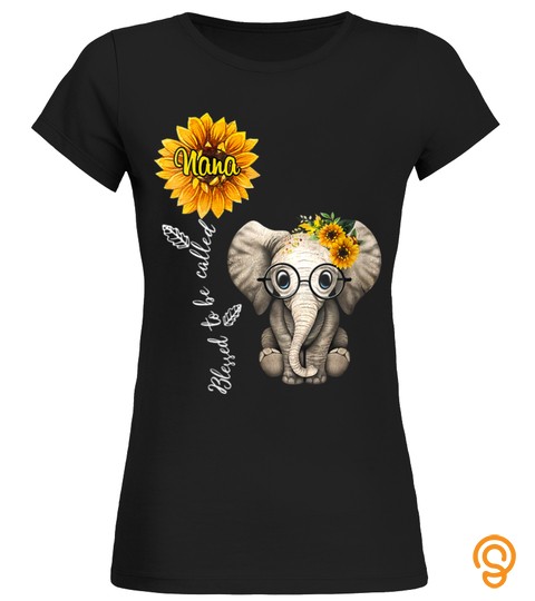 Womens Blessed To Be Called Nana Sunflower Elephant V Neck T Shirt
