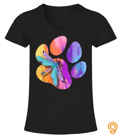 Dragonfly Dog Paw Color Dog Insect Lover T Shirt