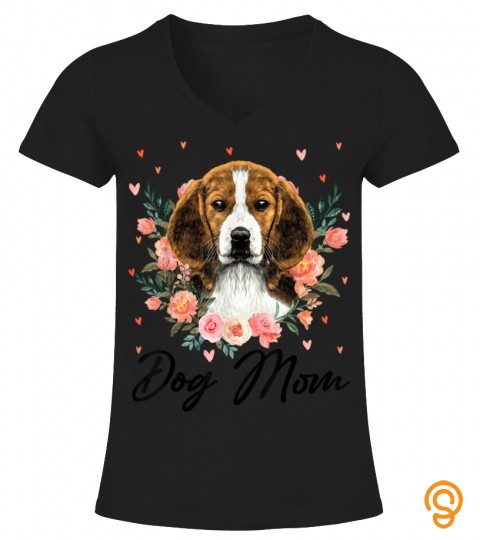 Womens Cute Beagle Mom Flower Dog Lover Gifts T Shirt