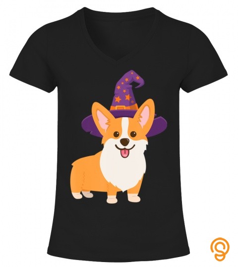 Corgi Halloween Cute Dog with Witchs Hat T Shirt
