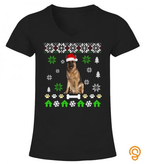 German Shepherd Ugly Christmas German Shepherd Dog Hat Santa Long Sleeve T Shirt