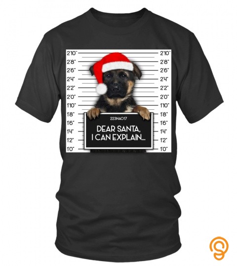 Dog Tshirt   German Shepherd Lover Santa Hat Dog Christmas Long Sleeve
