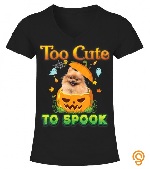 Too Cute To Spook Pomeranian Dog Halloween Pumpkin Witch Hat 