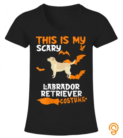 Womens Labrador Retriever Costume Halloween Lazy Scary Dog V Neck T Shirt