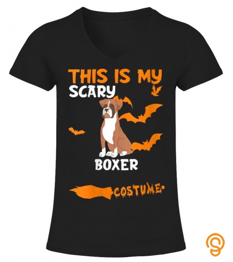 Womens Boxer Brown Costume Halloween Lazy Scary Dog V Neck T Shirt
