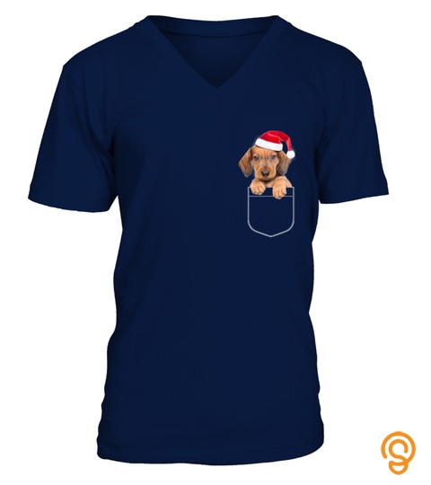 Christmas Dachshund Puppy Dog  in Pocket Shirt