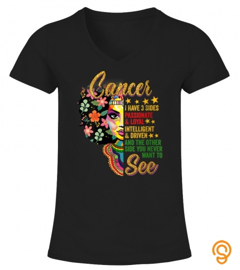 Womens CANCER Zodiac Girls Black Queen   June July Birthday Gift V Neck T Shirt