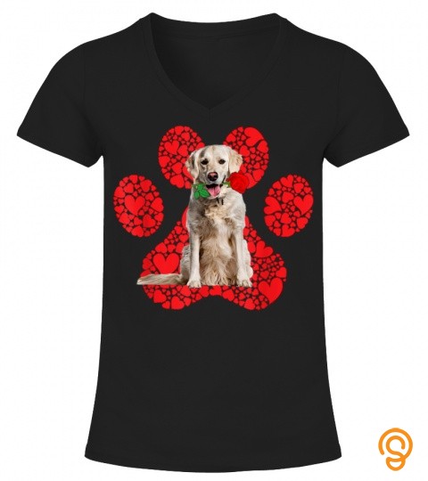 Cool Golden Retriever Valentines Day Pet Dog Love Paw T Shirt