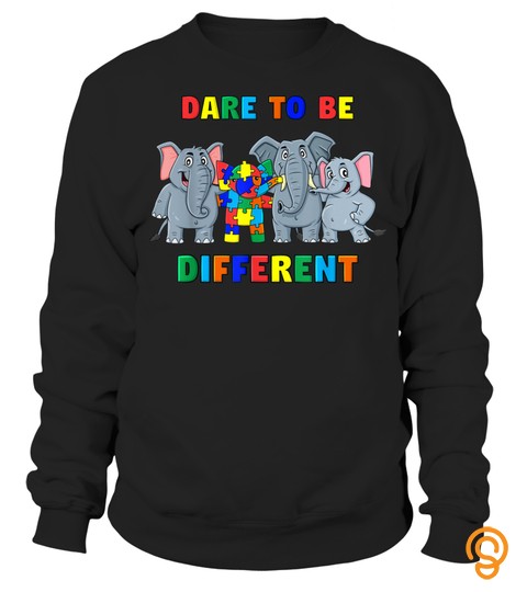 Dare To Be Different Elephants Autism Boys Girls Kids T Shirt