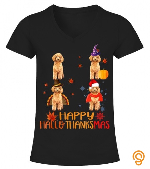 happy hallothanksmas poodle dog funny holiday 