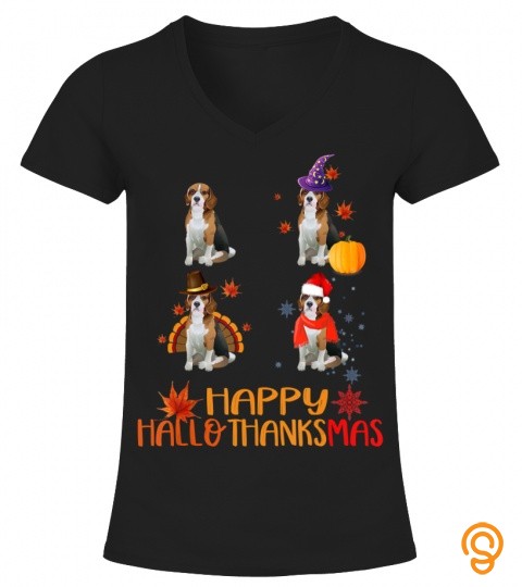 Happy Hallothanksmas Beagle Dog Funny Holiday T Shirt