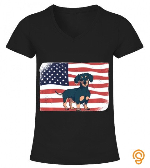 Dachsund Weiner Dog Cute Dachshund USA Flag Long Sleeve T Shirt