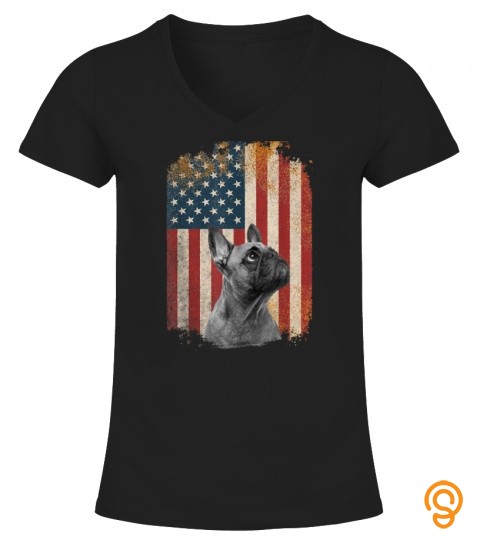 Vintage Flag Dirty America dog cute French Bulldog T Shirt