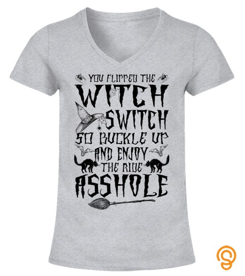 Sassy Women T Shirt, You Flipped The Witch Switch, Buckle Up & Enjoy The Ride Asshole, Sarcastic Sayings, Rude Quote, Witch Halloween Gift