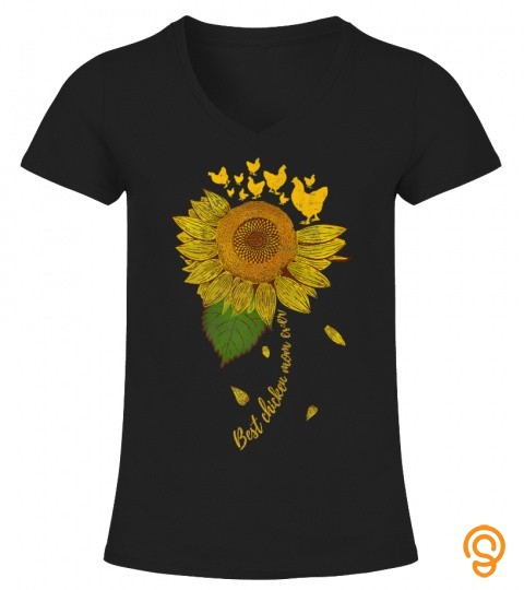 Best Chicken Mom Ever Cute Chicken Silhouette Sunflower Gift Premium T Shirt