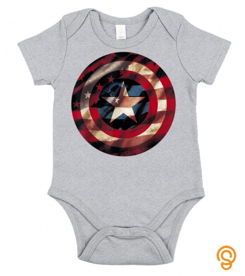 Marvel Captain America Avengers Shield Flag Graphic T Shirt T Shirt