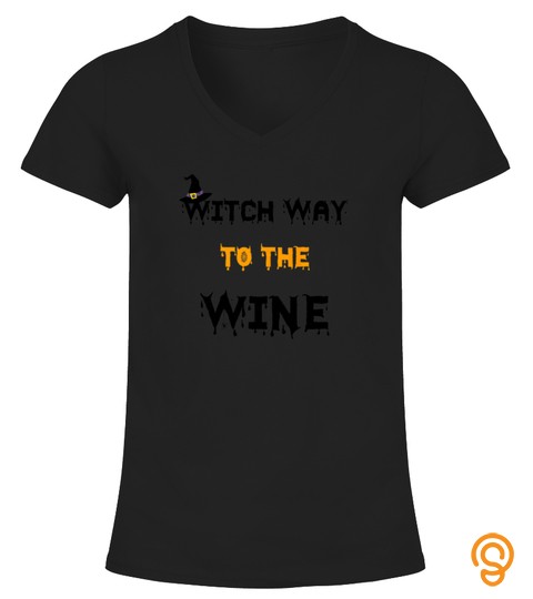 Womens Ladies Halloween Witch Way To The Wine Shirt