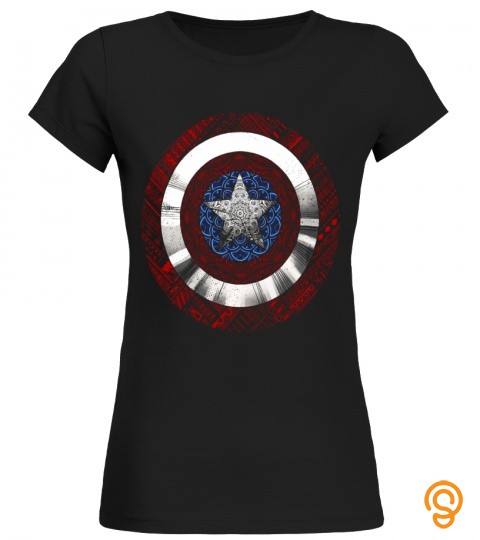 Marvel Captain America Avenger Ornate Shield Graphic T Shirt