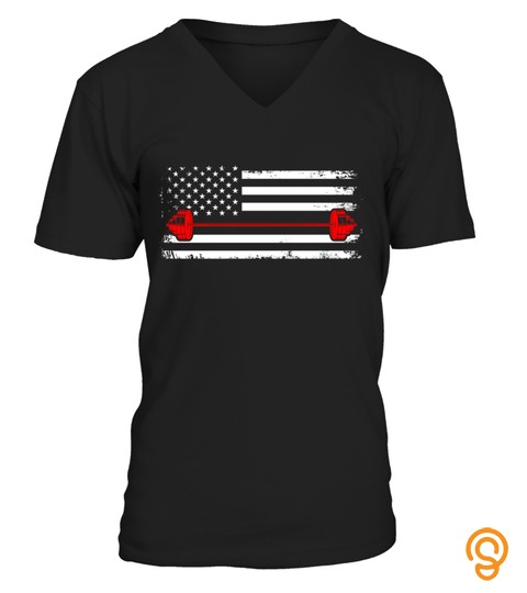 Barbell And American Flag Weight Lifting T Shirt Hoodie