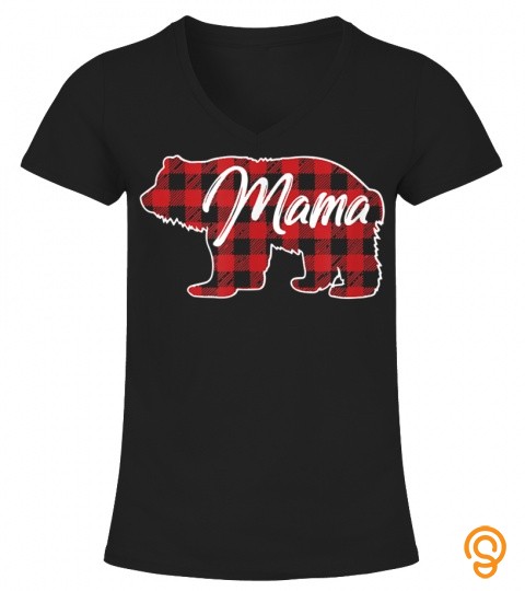 Red Plaid Mama Bear Matching Family Buffalo T Shirt