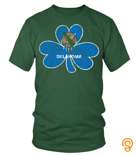 Premium St. Patrick's Day Distressed Oklahoma T Shirt Green