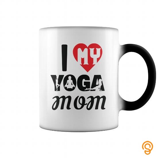 Trendsetting YOGA MUG | I LOVE MY YOGA MOM BLACK TEXT T Shirts Buy Now