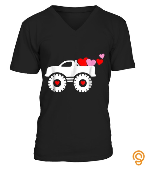 Valentine Monster Truck Loads Of Love Hearts T Shirt Gift