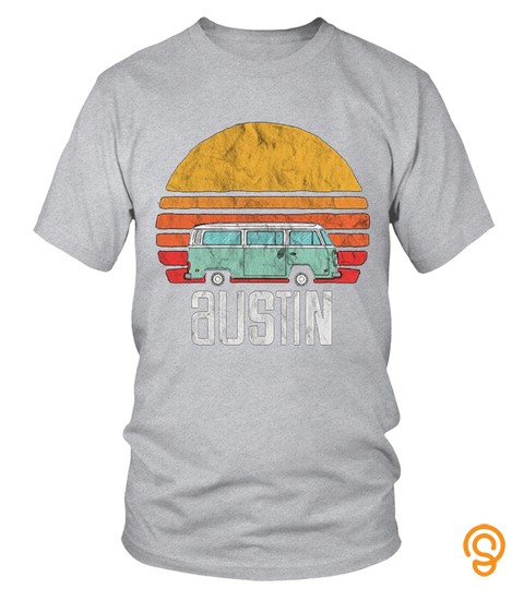 Austin, Texas   Vintage Hippie Van Road Trip T Shirt