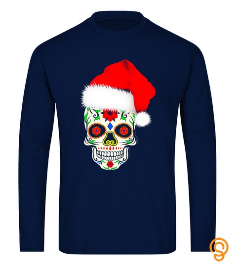 Sugar Skull T Shirt With Christmas Santa