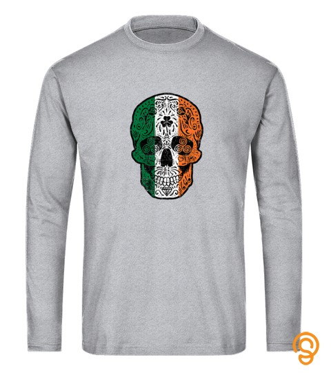 St Patricks Day T Shirt Irish Flag Sugar Skull Vintage Gifts