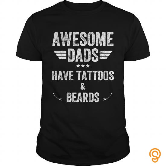 Personalised Awesome dads have tattoos & beards T Shirt Tee Shirts Wholesale