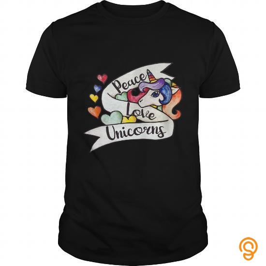 Glamour Peace love Unicorns T Shirt T Shirts Screen Printing