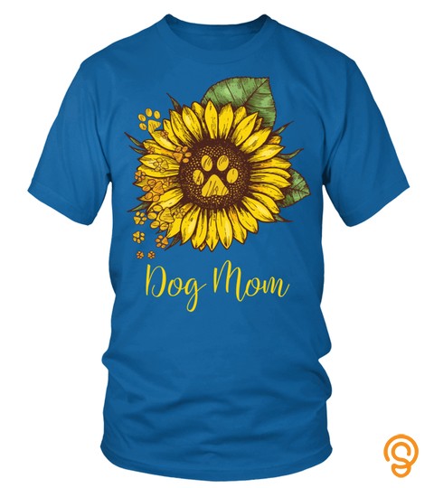 Womens Sunflower Dog Mom Paw T Shirt Funny Gift Sweatshirt