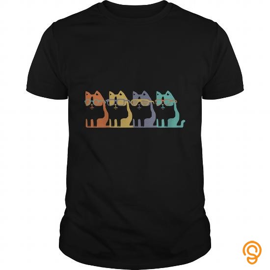 Form-fitting Colorful Cats In Glasses Tee Shirts Saying Ideas