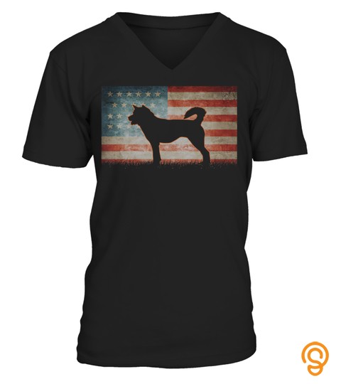 Vintage Best Usa Siberian Husky Dog Dad Ever American Flag T Shirt